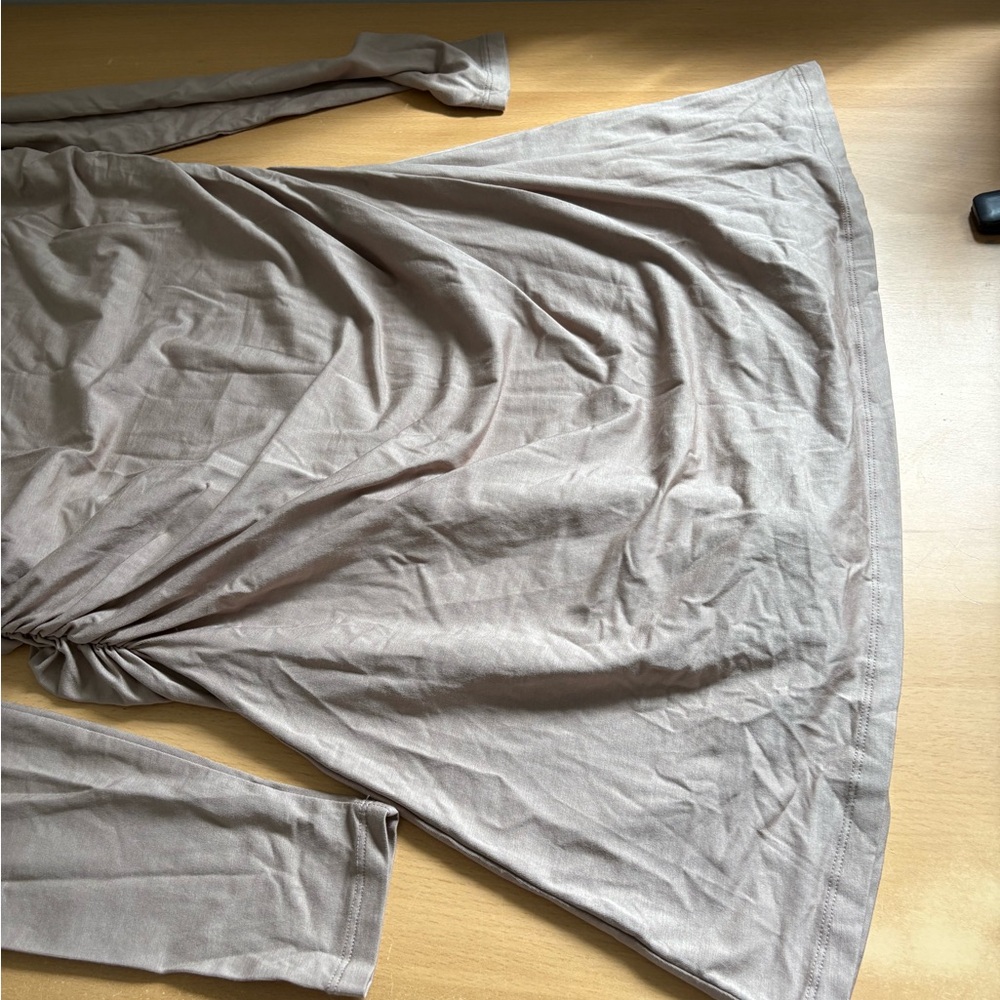 NWT Abercrombie & Fitch Long Sleeve Ruched Taupe Dress - Picture 2 of 8